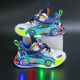 汽车儿童运动鞋 男孩男童闪灯鞋 亮灯童 男迪迦奥星曼发光鞋 儿童网鞋