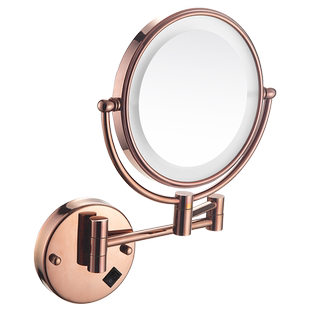 海德曼美容镜铜带灯壁挂化妆镜活动双面梳妆镜浴室折叠伸缩镜浴室