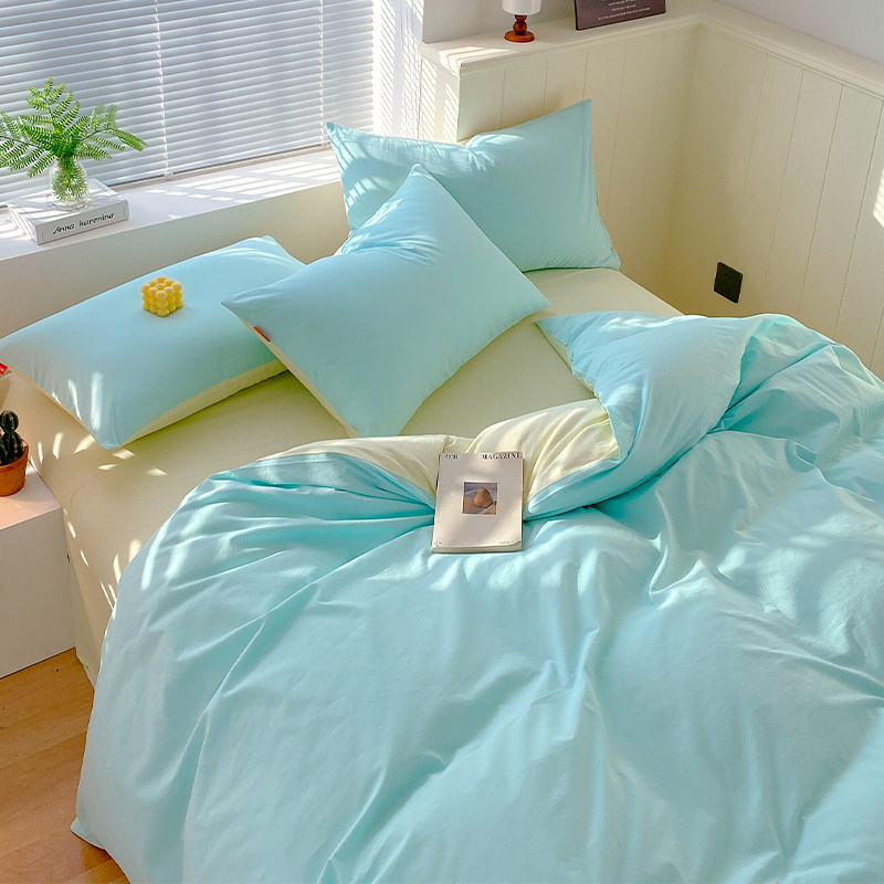 2025春夏新款双拼水洗棉全棉床单被套单件纯棉四件套被罩床上用品,床上用品,被套,淘宝优惠券,粉丝福利购,淘宝优惠卷