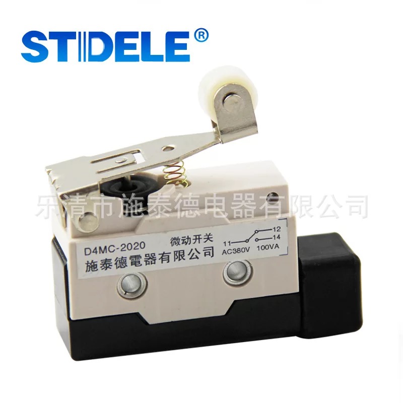 施泰德微动开关D4MC-2020 滚轮杠杆型限位开关 卧式防水AZ-7141