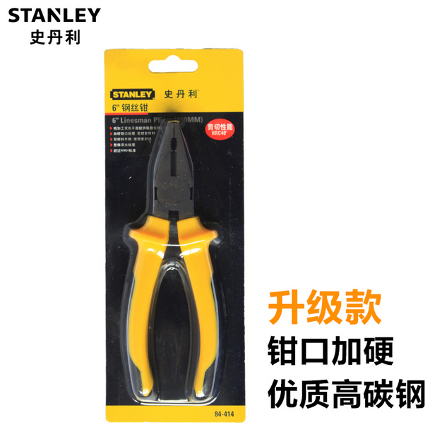 STANLEY史丹利钳子老虎钳专业绝缘尖嘴钳电工钢丝钳84-414-23 6寸