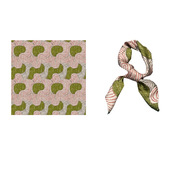 流浪女作家～Flora初春文艺新中式 侘寂风复古红绿几何小方巾丝巾