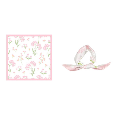 粉粉嫩嫩过春夏～Flora韩式温柔粉色花甜妹少女韩版方巾丝巾头巾