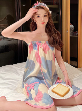 睡裙女夏季纯棉甜美浴巾浴袍睡衣