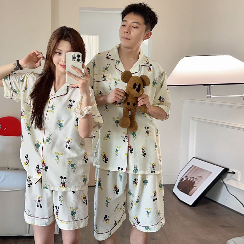 情侣睡衣女夏季云朵棉短袖可外穿