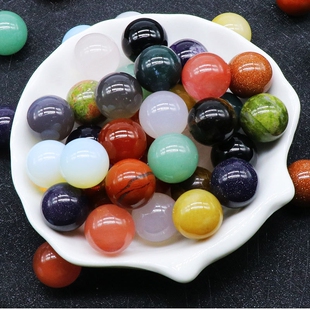 16mm无孔圆球天然紫水晶粉晶虎眼玛瑙东陵玉石头转运圆珠把玩石