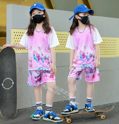 中大儿童篮球服男女套装幼儿六一表演出服假两件新款定制训练球衣