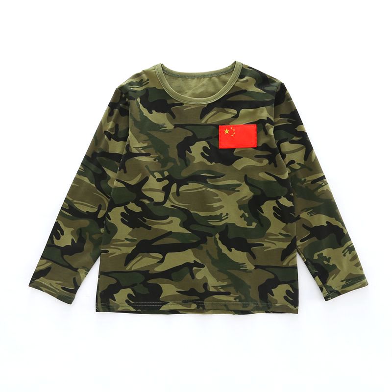 儿童迷彩纯棉T恤夏季军绿色夏令营军训服短袖男女童班服打底衫
