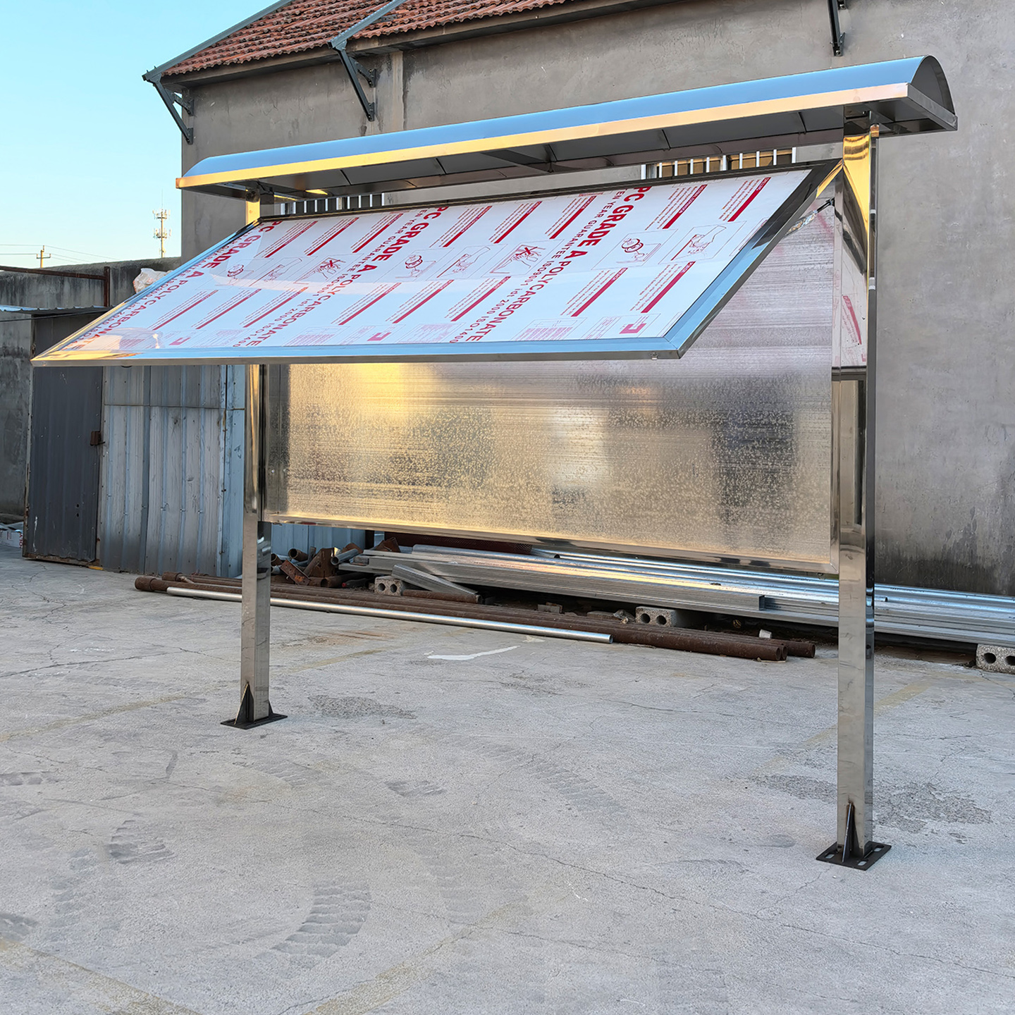 户外不锈钢宣传栏公告栏校园小区液压广告牌公示栏挂墙落地展示架