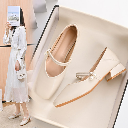 法式单鞋女工作鞋晚晚鞋玛丽珍鞋