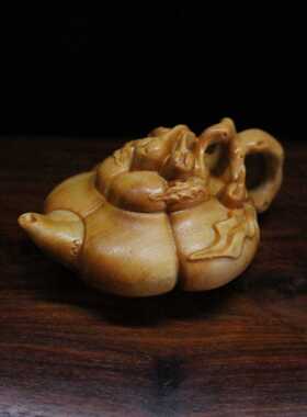 崖柏木雕植物南瓜长寿壶手把件把玩摆件茶宠家居木质工艺品