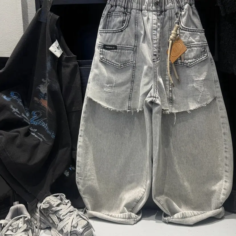 【巴黎潮搭】蒙蒙潮童2026春款新品男女童破洞叠穿中大童牛仔裤潮,童装/婴儿装/亲子装,儿童牛仔裤,淘宝优惠券,粉丝福利购,淘宝优惠卷