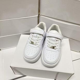 萌蒙潮童牛皮小白鞋2025四季韩版中性女童男童休闲低帮板鞋