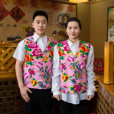 东北大花男女装盘扣马甲无袖二人转演出服背心短款铁锅炖工作装