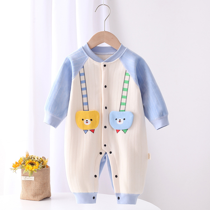 婴儿连体衣秋冬无骨加绒保暖爬服