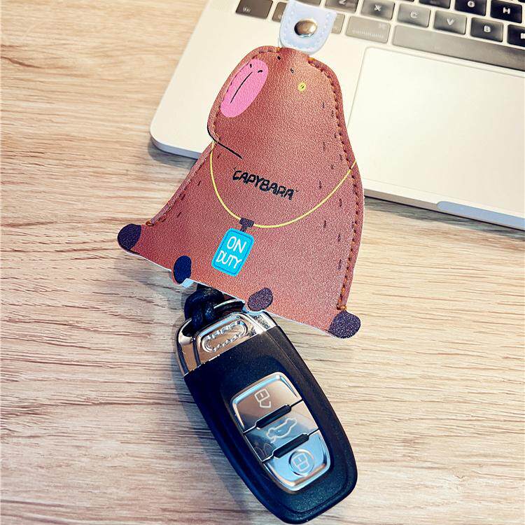 电瓶车汽车遥控可爱卡比巴拉车用钥匙包通用保护套抽拉式钥匙套包