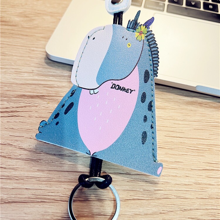 卡通毛驴电动车电瓶车汽车通用遥控钥匙包可爱抽拉式钥匙套保护套