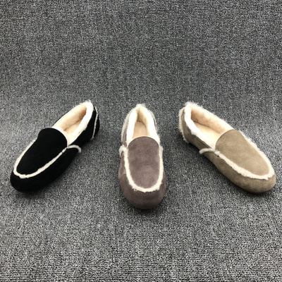 工厂圆头羊毛里保暖牛皮女单鞋
