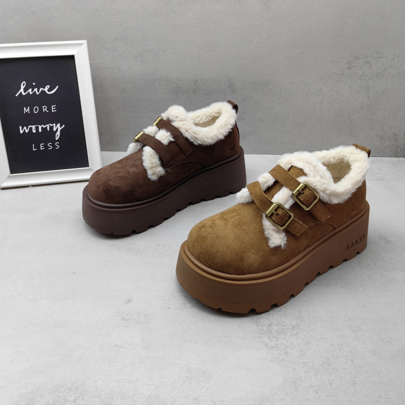 冬季加绒保暖厚底增高女款勃肯鞋