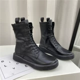 Martens, осенние кожаные короткие сапоги со шнурками, 2022, из натуральной кожи