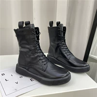 Martens, осенние кожаные короткие сапоги со шнурками, 2022, из натуральной кожи
