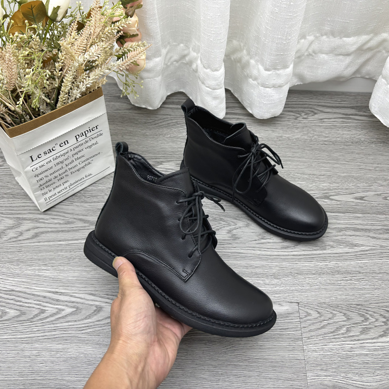 真皮牛皮英伦风马丁靴女系带