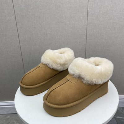 2024冬季靴子女鞋大喜庆雪地靴厚底羊毛口加绒真皮磨砂皮女靴短靴