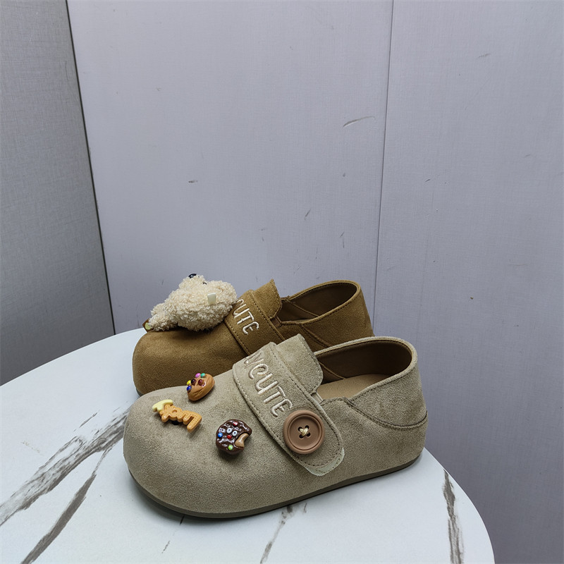 2026春款复古绒面平底舒适勃肯鞋卡通豆豆鞋百搭休闲女生单鞋,女鞋,勃肯鞋/软木鞋,淘宝优惠券,粉丝福利购,淘宝优惠卷