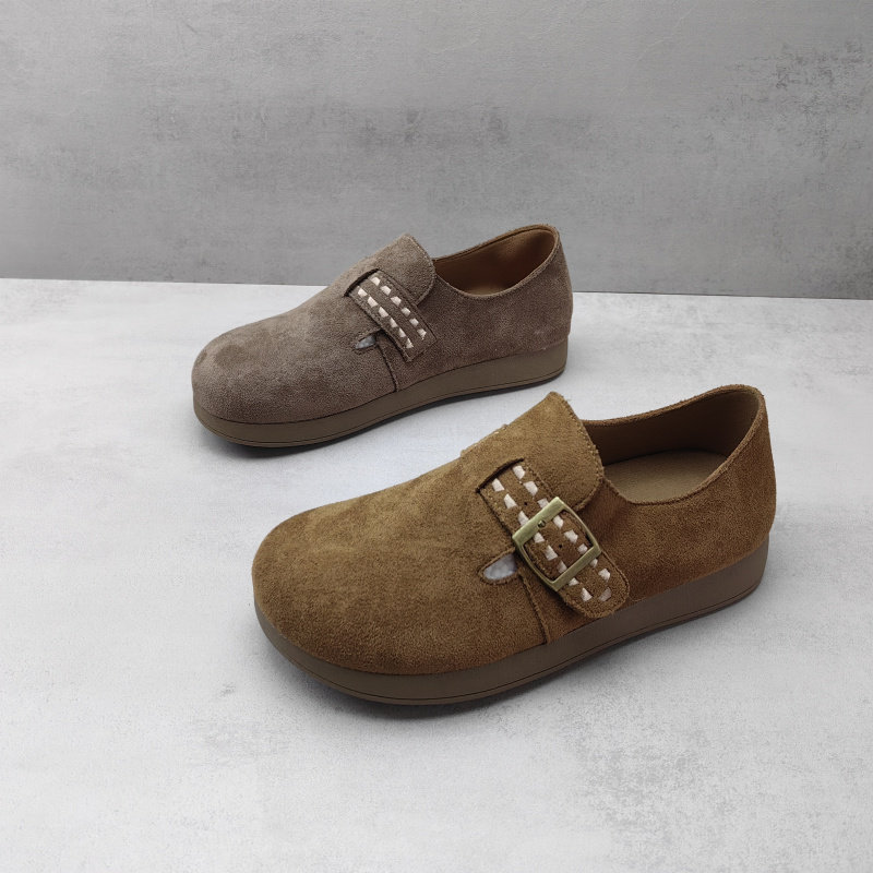 2026春季新款勃肯鞋女圆头绒面魔术贴平底百搭休闲单鞋,女鞋,勃肯鞋/软木鞋,淘宝优惠券,粉丝福利购,淘宝优惠卷