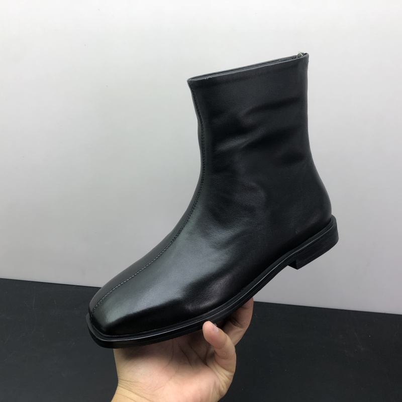 清仓秋款低方跟后拉链加绒里女靴