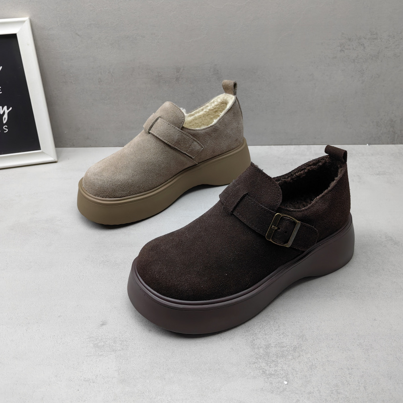 真皮牛皮森系加绒保暖女勃肯鞋