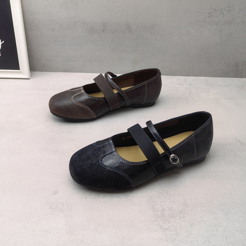 2026春款复古风真皮玛丽珍鞋女圆头平底浅口一字带舒适百搭单鞋,女鞋,玛丽珍鞋,淘宝优惠券,粉丝福利购,淘宝优惠卷