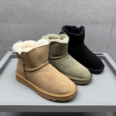 真皮翻毛牛皮羊毛雪地靴