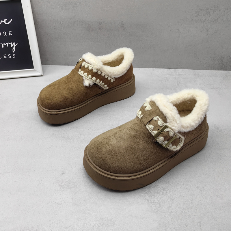 绒面加绒保暖女生厚底勃肯