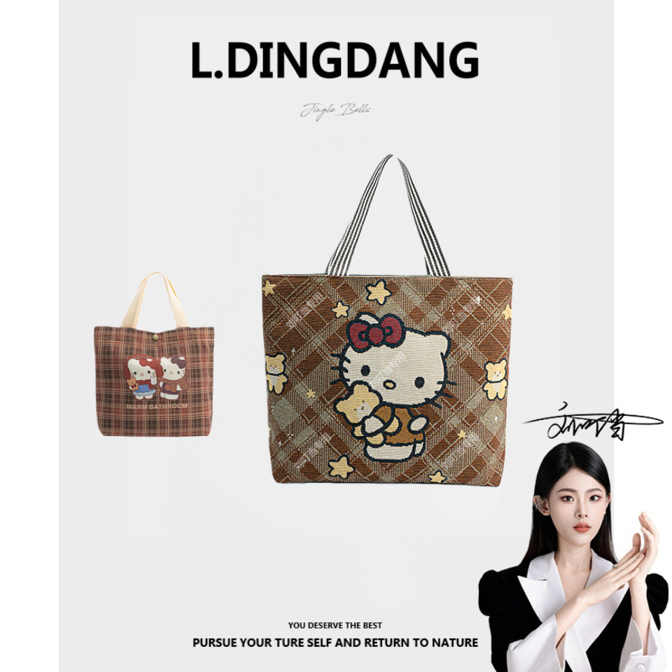 【刘叮当甄选】拍一发二卡通kt猫流行帆布包大容量购物百搭手提包,箱包皮具/热销女包/男包,时尚帆布包,淘宝优惠券,粉丝福利购,淘宝优惠卷