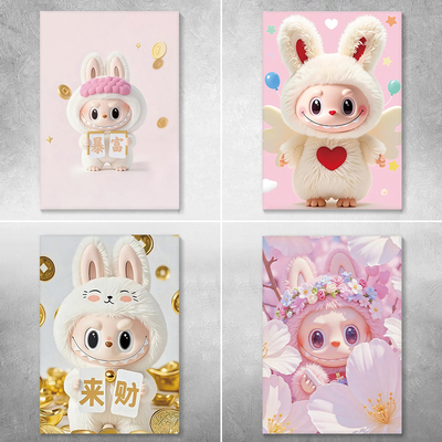 竖版拉布布电表箱贴纸自粘定制