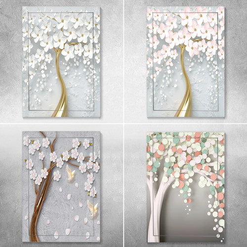 家和墙贴竖版发财树电表箱花朵