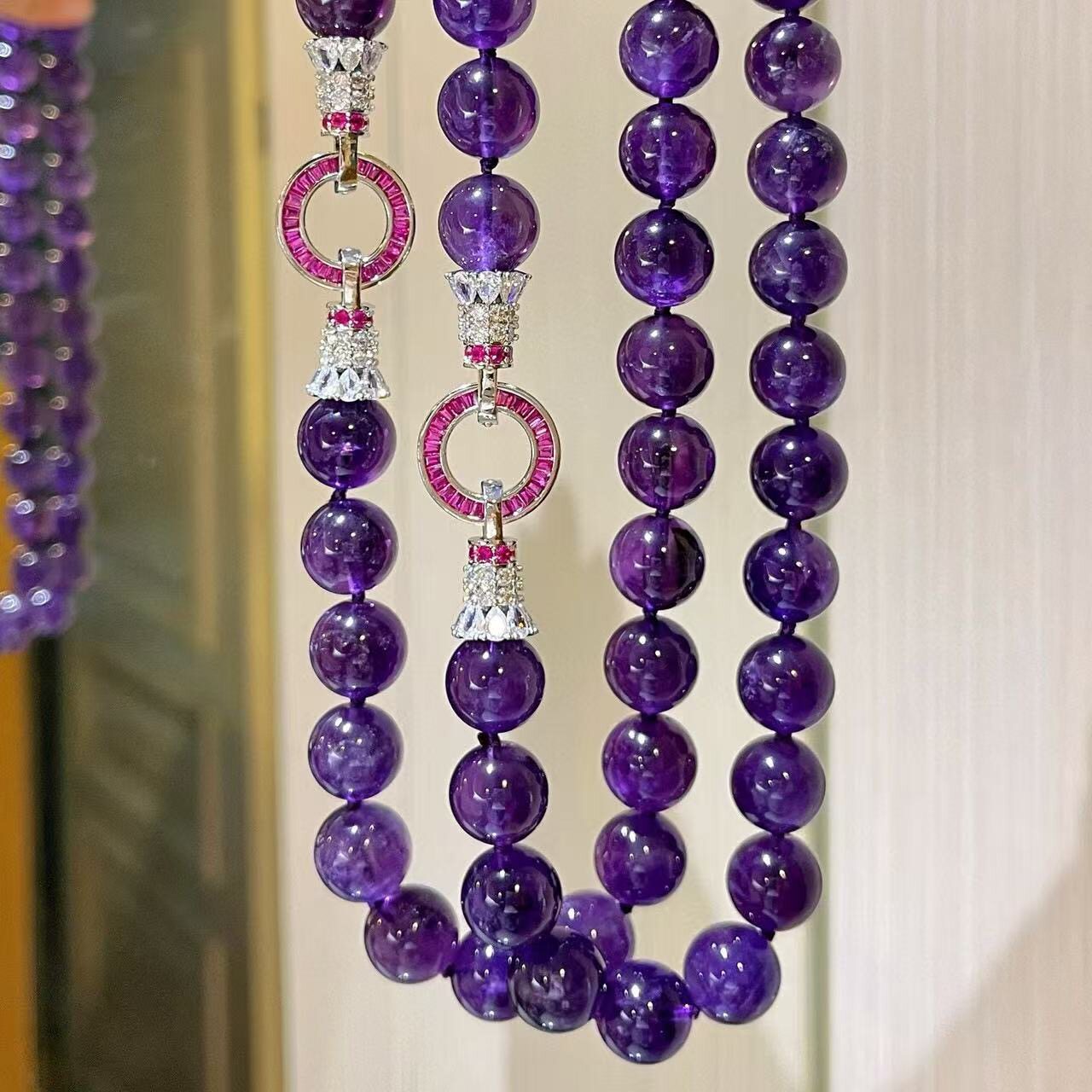 天然乌拉圭紫水晶项链女款单圈紫水晶项链女款紫水晶项链女款