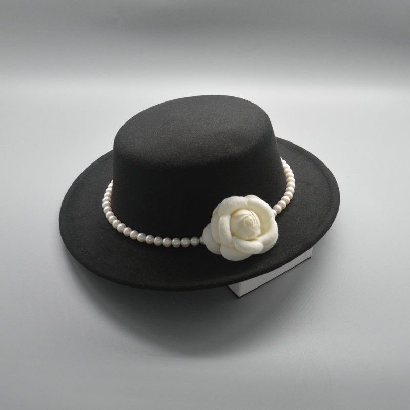 赫本风平顶礼帽时尚优雅帽