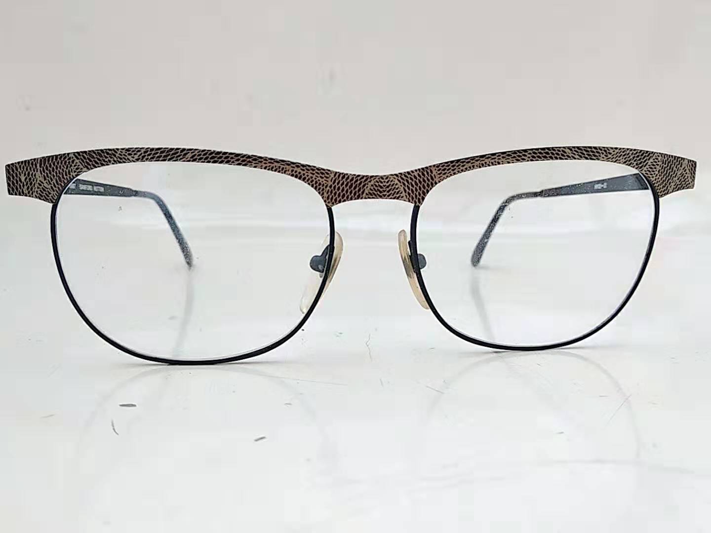 SANFORD  HUTTON 80年末 仿蟒蛇纹 平面镜  眼镜 日本