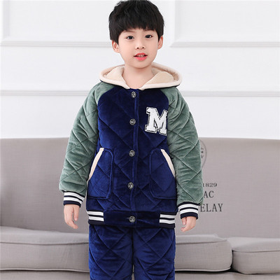 加厚款冬季珊瑚绒三层夹棉居家服