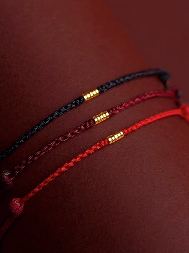 Плетеный браслет из красной нити, красный оберег на день рождения, золотой браслет на ногу, браслет с одной бусиной подходит для мужчин и женщин