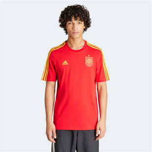adidas/阿迪达斯 Logo印花三条纹 男子运动休闲短袖T恤 IU2125