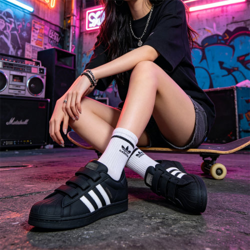 Adidas三叶草 Ksenia Schnaide SUPERSTAR贝壳头魔术贴板鞋IE2967
