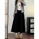 a字伞裙子 胖mm遮肚显瘦梨形身材中长款 黑色毛呢半身裙女秋季 大码