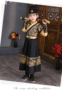 新款飞鱼服男童表演服儿童古风古装龙袍锦衣卫状元帽课本剧