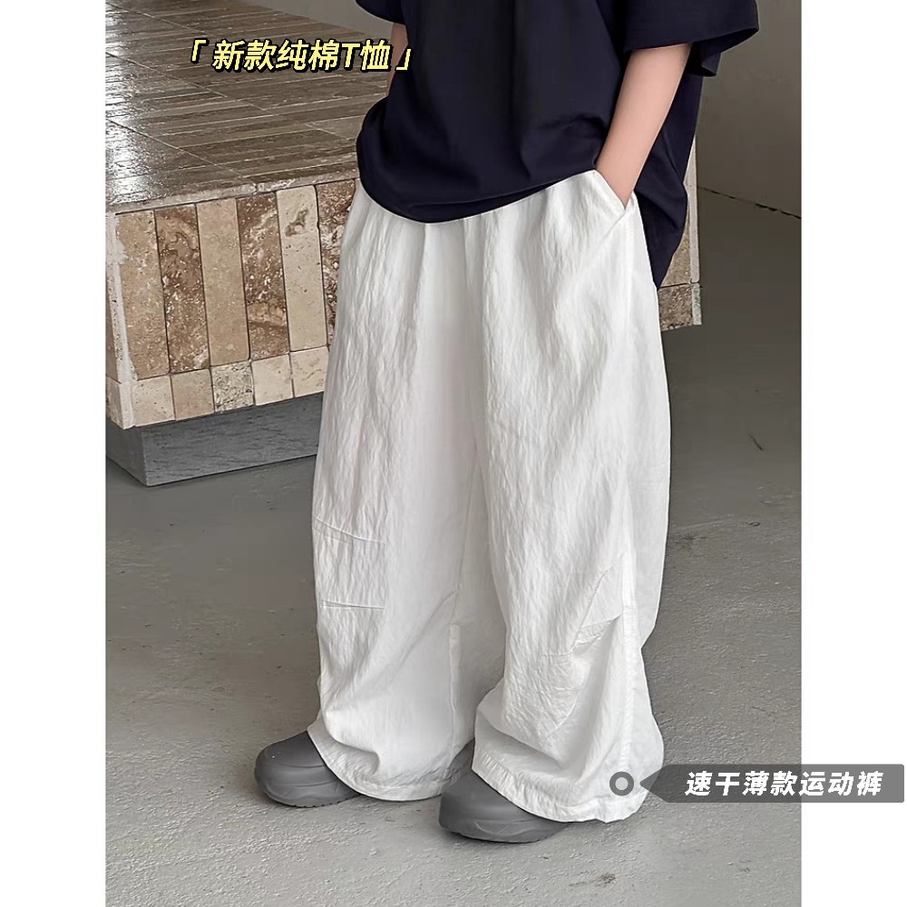 2025夏季新款潮酷帅气纯棉短袖T恤+阔腿裤两件套男童休闲宽松套装