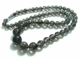 爱和光珠宝 正品 饰品 收藏品 超顺天然巴西黑发晶水晶项链塔链