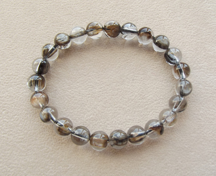 巴西天然银钛晶/黑钛晶/灰钛晶 发晶水晶圆珠手链手串 正品饰品