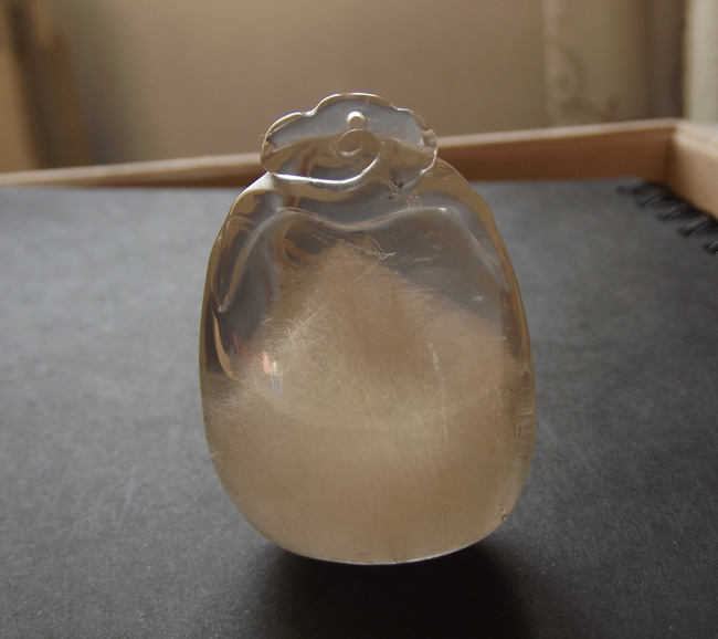 如意 巴西白发晶金字塔天然水晶挂件雕件 项坠吊坠 正品饰品